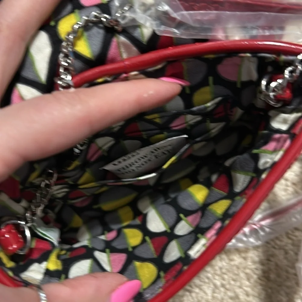 Vera Bradley Chain Strap Red Mini Quilted Crossbody NWT